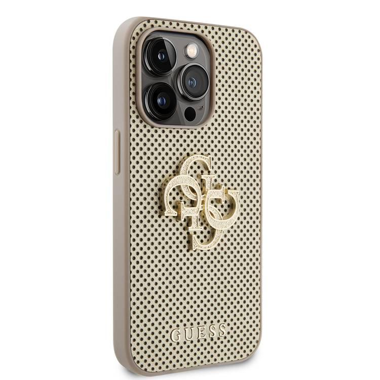 Guess Hardcase Perforated PU 4G Glitter Gold iPhone 15 Pro